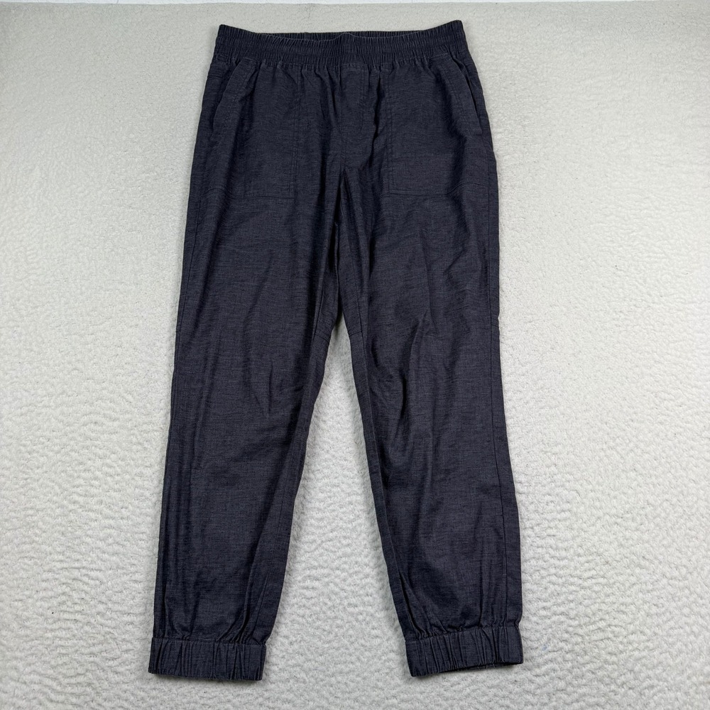 Prana Mantra Jogger Pants Women Medium Blue Hemp Blend Hiking Travel Breathable